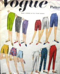 3011 1960s  VOGUE PROPORTIONED PANTS, SHORTS LENGTHS PATTERN 28'' WAIST